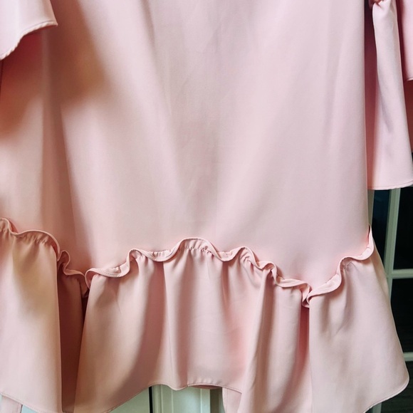 NWT Eliza J size 8 Elegant Light Pink Dress ruffled hemline, fluted sleeves. - Picture 5 of 9